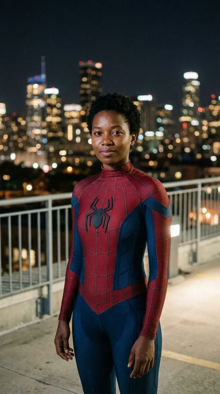 AI Spider-Man: twoje zdjęcie w kombinezonie z pajęczyną — Klasyczny, twarz widoczna · 1K